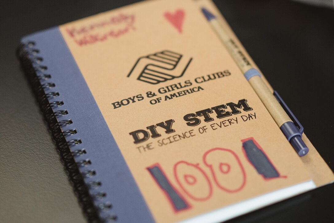 A child’s notebook sits on a desk at the Science, Technology, Engineer and Math Center of Innovation Center at Joint Base Andrews, Md., April 5, 2017. The center provides a consistent learning environment to help military children make the most of opportunities to come in higher education, careers or military service. (U.S. Air Force photo by Senior Airman Delano Scott)