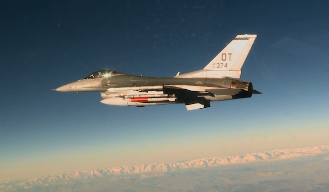 An Air Force F-16C dropped an inert B61-12 during a development flight test by the 422nd Flight Test and Evaluation Squadron at Nellis AFB, Nevada, on March 14, 2017. The test is part of a life-extension program for the bomb to improve its safety, security and reliability. (U.S. Air Force photo/Staff Sgt. Brandi Hansen)