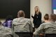 A registered nurse from Mosaic Life Care teaches servicemembers about victim advocacy in St. Joseph, Mo., April 12, 2017. The training is an annual requirement for servicemembers who volunteer to be victim advocates. Airmen from Whiteman Air Force Base, Kansas Air National Guard’s 190th Air Refueling Wing, Missouri ANG’s 139th Airlift Wing and 131st Bomb Wing, and sailors from the Naval Operational Support Center in Kansas City attended the training. (U.S. Air National Guard photo by Master Sgt. Michael Crane)