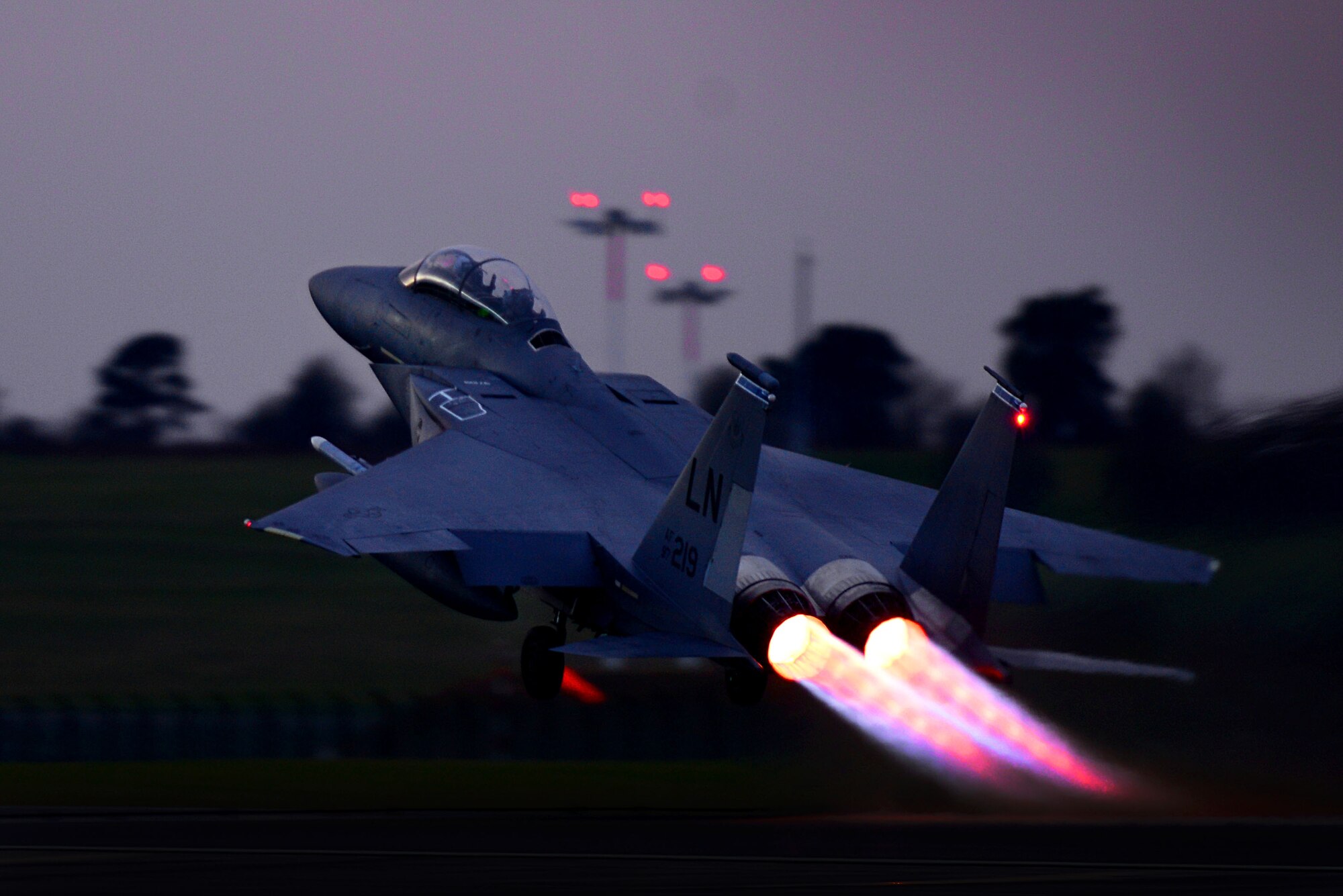 The 48th Fighter Wing has begun night flying training from RAF Lakenheath, until April 28. Nighttime flying operations are required to maintain aircrew proficiency and ensure our pilots remain ready to meet future challenges. (U.S. Air Force photo/ Tech. Sgt. Matthew Plew) 
