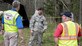 JBA members discuss future operations in Clinton, Md., April 13, 2017.  Many JBA members are out here provideing support becasue of a F-16 Fighting Falcon, assigned to the 113th Wing at Joint Base Andrews, Md. crashed April 5, 2017 approximately six miles southwest from JBA.