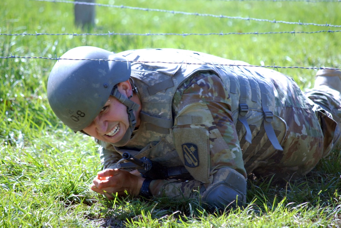 Sgt. James Smith, from the 647th Transportation Company, 143d Sustainment Command (Expeditionary), competes at the Medical Simulation Training Center (MSTC) during the 377th Theater Sustainment Command Best Warrior Competition held at Joint Base McGuire-Dix-Lakehurst, NJ from April 10-14, 2017. Cadre evaluated competitors as they made their way through a series of obstacles as quickly as possible to help a simulated casualty. Winners from the 377th TSC will vie for the U.S. Army Reserve Best Warrior title at Fort Bragg, N.C., June 11-17. (U.S. Army photo by Staff Sgt. David Clemenko)