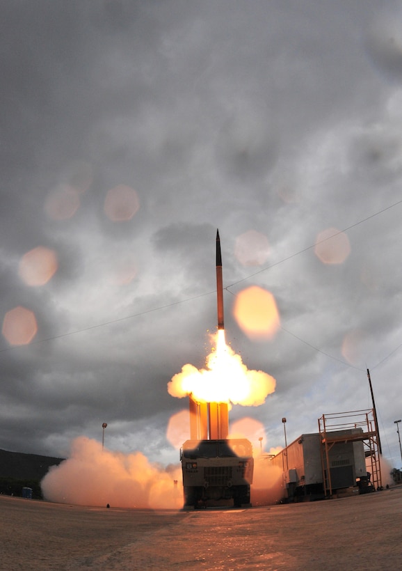The Terminal High Altitude Area Defense, or THAAD, element gives the Ballistic Missile Defense System a globally transportable, rapidly deployable ability to intercept and destroy ballistic missiles inside or outside the atmosphere during their final, or terminal, phase of flight. Missile Defense Agency photo