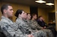 Airmen attend a Sexual Assault Awareness and Prevention event Month in the Deployment Center at Ellsworth Air Force Base, S.D., April 11, 2017. Brian Lewis, an advocacy board member for Protect Our Airmen and a sexual assault survivor, spoke to nearly 100 Airman to raise awareness for male sexual assault victims. (U.S. Air Force photo by Airman 1st Class Donald C. Knechtel)