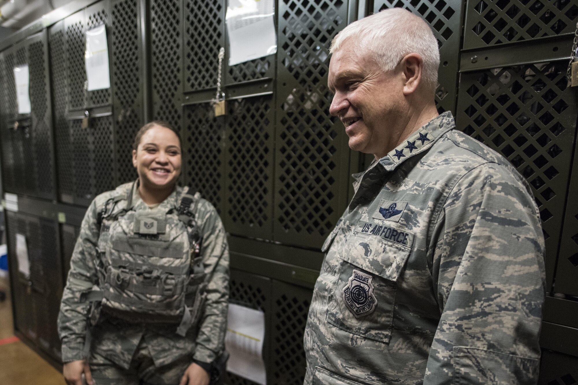 Lt. Gen. Scott Rice, Director of the Air National Guard visits with the Airmen of the 121st Air Refueling Wing April 12, 2017, at Rickenbacker Air National Guard Base, Ohio. General Rice also met with unit leaders to learn more about the mission of the 121st ARW and and hear directly from Airmen on issues or concerns impacting the Air National Guard.  (U.S. Air National Guard photo by Senior Master Sgt. Ralph Branson)