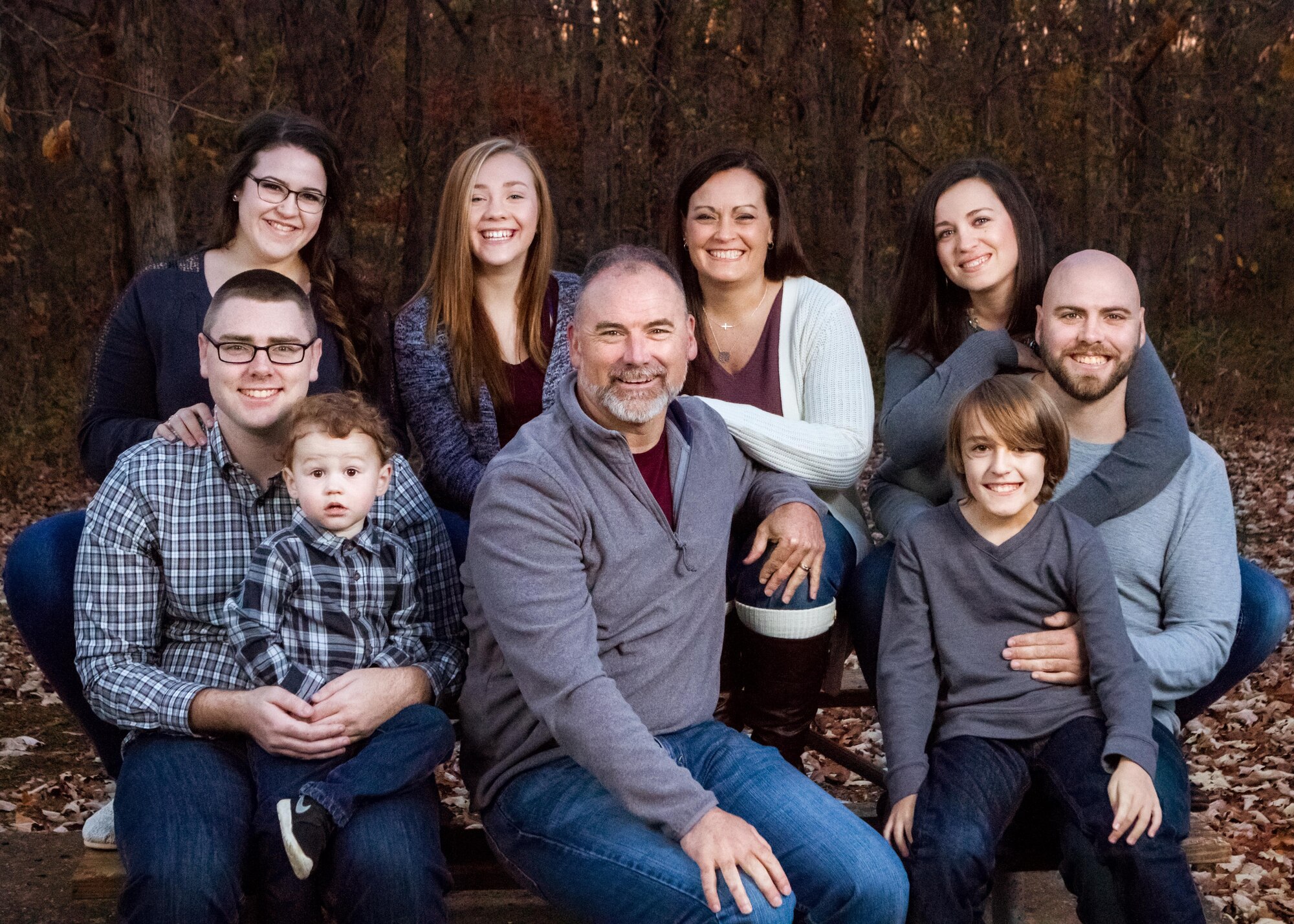 U.S. Air Force Chief Master Sgt. Jessica Settle, the 131st Bomb Wing command chief, and her family.