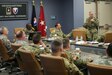 Army Materiel Command Deputy Chief of Staff Maj. Gen. Allan Elliott talks about the expectations for Reserve officers as they support AMC and other Army organizations. The professional development meeting was the first held by AMC's Army Reserve Element at AMC headquarters, Redstone Arsenal, AL. (U.S. Army photo by: Sgt. Eben Boothby)