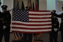 Members of the 1st Mission Support Command Honor Guard present the colors during the start of the retirement ceremony held at Fort Buchanan, Puerto Rico, April 8.