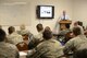 Senior Airman Brian C. Jarvis, a public affairs specialist, with the 129th Rescue Wing gives a briefing on the use of social media, Moffett Federal Airfield, Calif., April 2, 2016. This briefing was given during a day of professional development for the Rising  6, a military organization dedicated to the development of future leaders in the Air Force. (U.S. Air National Guard photo by Staff Sgt. Kim E. Ramirez/released)