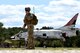 Airman 1st Class Seth Elich, a 14th Air Support Operations Squadron tactical air control party specialist, listens to communications during exercise Razor Talon, April 7, 2017, at Atlantic Field Marine Corps Outlying Field, N.C. Razor Talon was created by the 4th Fighter Wing in March 2011, to prepare and sharpen the skills of aircrew for real-world missions. (U.S. Air Force photo/Airman 1st Class Kenneth Boyton)