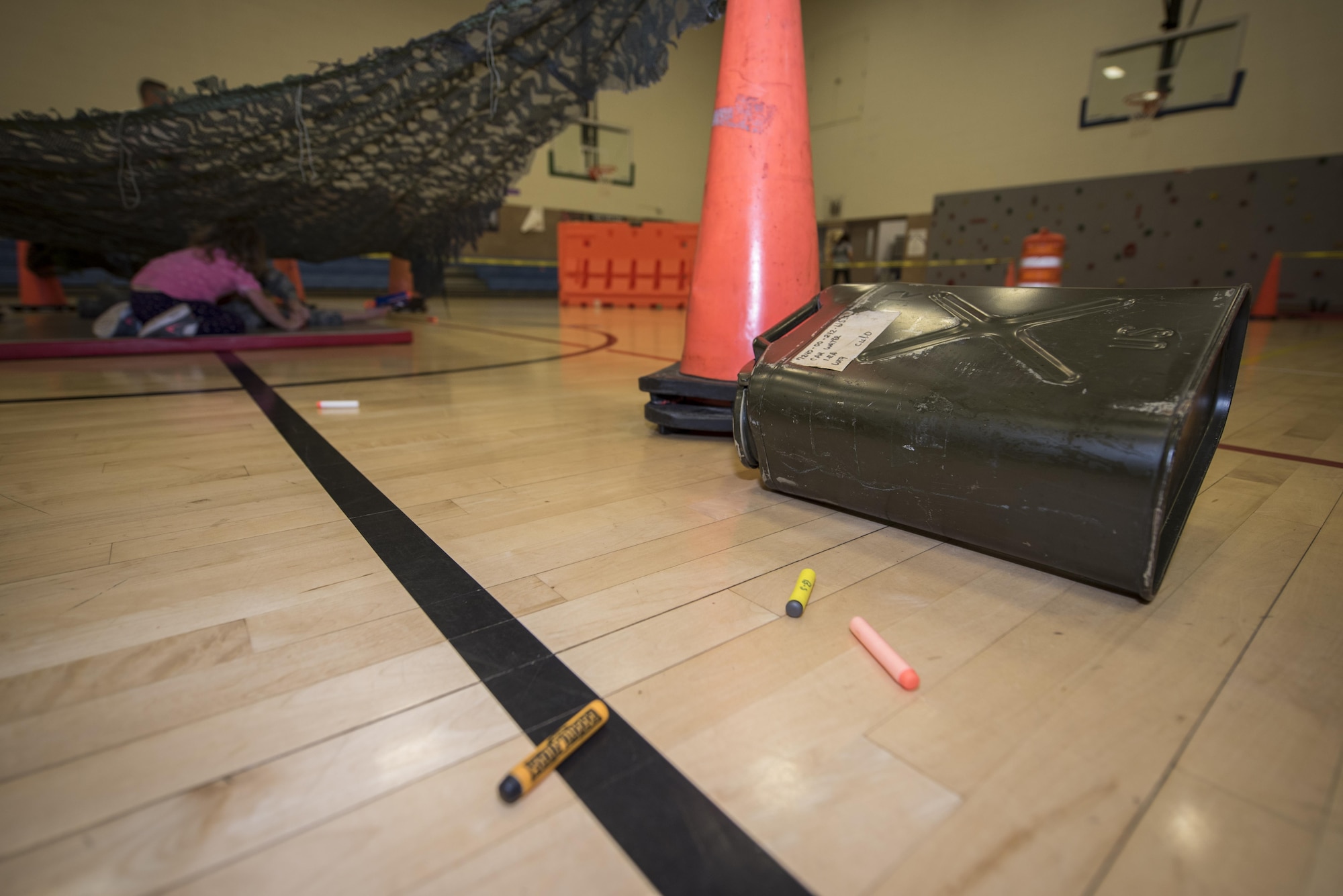 Families from Sheppard Air Force Base, Texas, participate in the Family Advocacy Nerf Night at the Madrigal Youth Center, April 13, 2017. The Nerf night was held to encourage families to unplug from electronic devices and spend time bonding as families. (U.S. Air Force photo by Staff Sgt. Kyle E. Gese)
