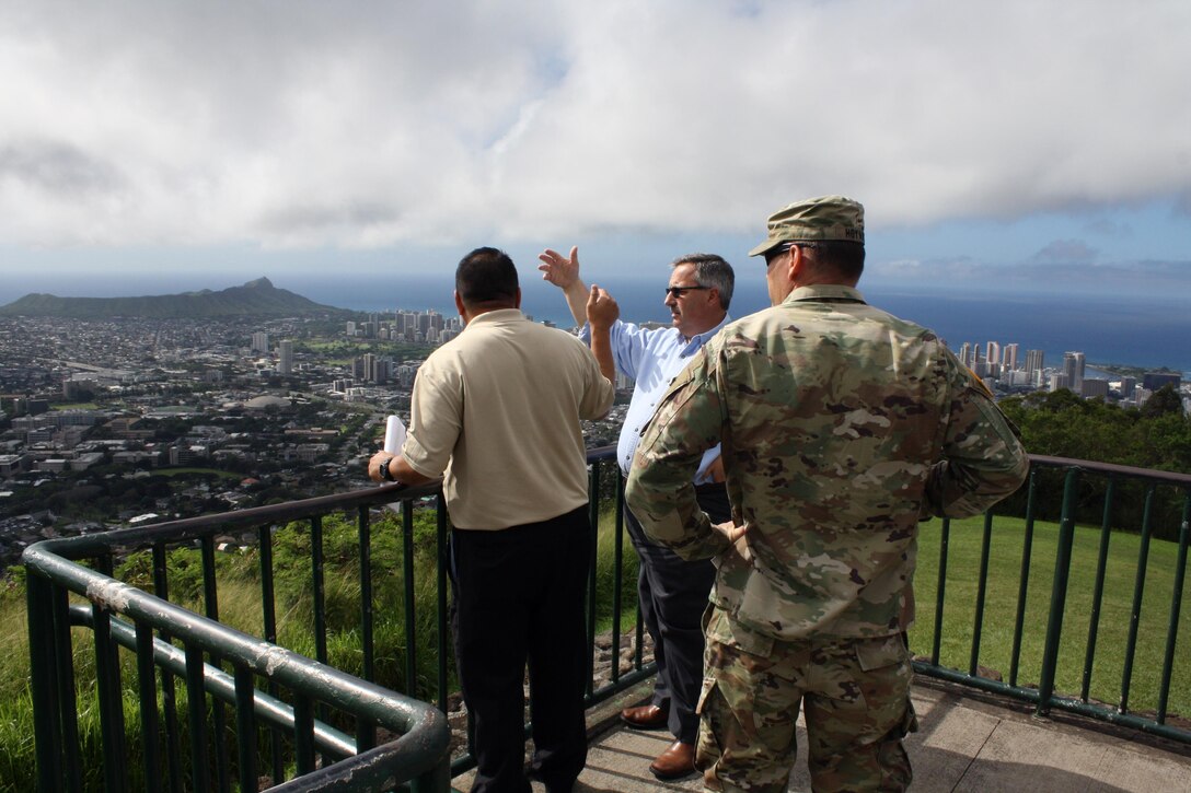 Acting POD Division Civil Works Regional Integration Leader Senior Executive Dave Dale was given an informational brief in early March on our MCF project and various civil works project areas on Oahu during a day-long tour led by District Commander Lt. Col. James Hoyman, Deputy District Engineer for Programs and Project Management Steve Cayetano and Civil Works Branch Chief Derek Chow. 