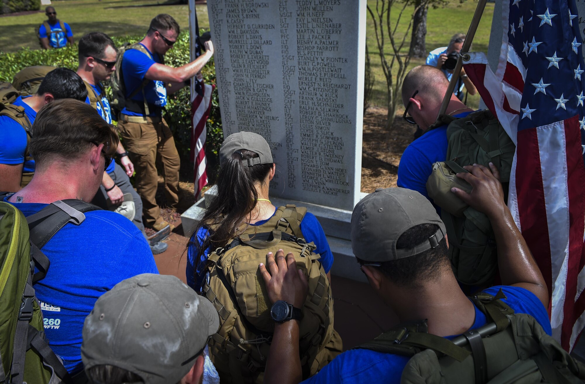 Air Commandos arrive at Hurlburt Field, Fla., after completing the 6th Annual Air Commando Ruck March April 14, 2017. The Airmen completed the final leg of a 450 miles from MacDill Air Force Base honoring fallen Air Force Special Operations Command members. This year’s ruck march is dedicated to the Air Commandos assigned to the 27th Special Operations Wing at Cannon Air Force Base, New Mexico, who perished March 14 in a U-28 crash. (U.S. Air Force photo by Airman 1st Class Joseph Pick)
