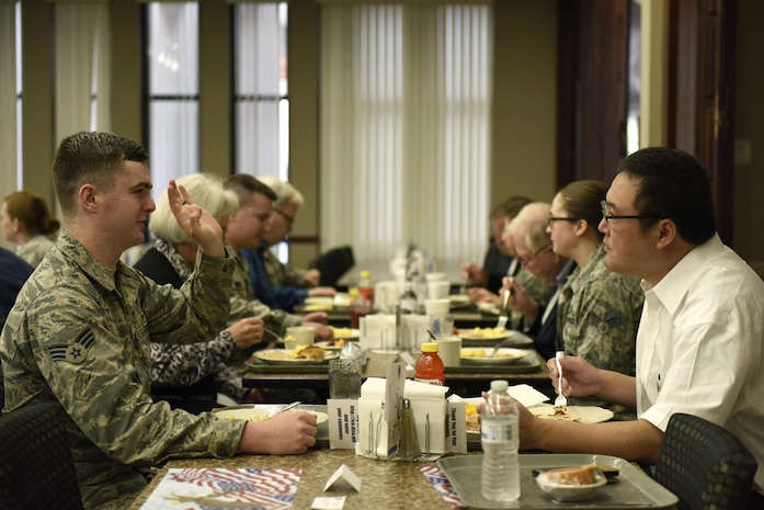 Thirty Air Mobility Command civic leaders learned how to impact the Rapid Global Mobility mission here during a tour April 10 to 12. During their trip they had breakfast with Airmen, a briefing about how AMC's four core capabilities are executed, a behind the scenes look at the 618th Air Operations Center, and aeromedical evacuation training demo by the 375th Aeromedical Evacuation Squadron at Scott Air Force Base, Illinois. (U.S. Air Force photo/ Staff Sgt. Stephenie Wade)