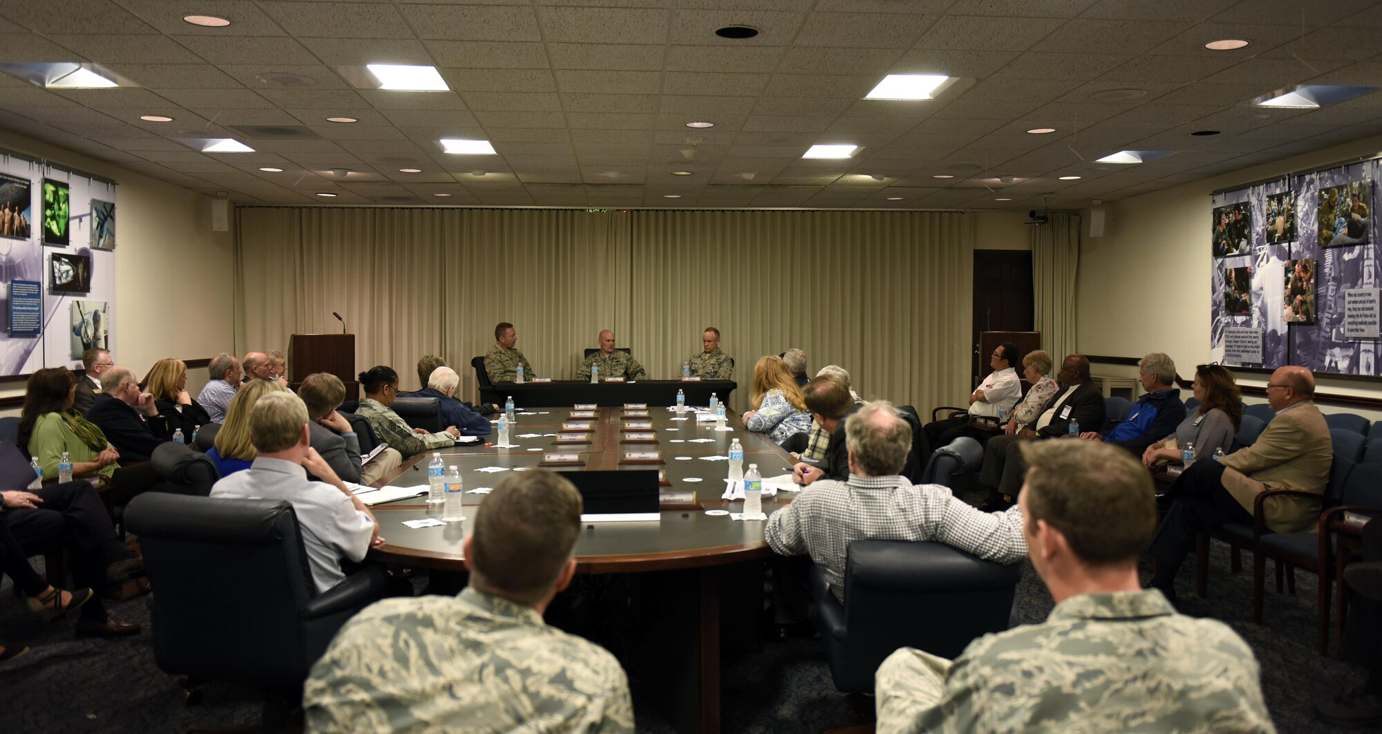 Thirty Air Mobility Command civic leaders learned how to impact the Rapid Global Mobility mission here during a tour April 10 to 12. During their trip they had breakfast with Airmen, a briefing about how AMC's four core capabilities are executed, a behind the scenes look at the 618th Air Operations Center, and aeromedical evacuation training demo by the 375th Aeromedical Evacuation Squadron at Scott Air Force Base, Illinois. (U.S. Air Force photo/ Staff Sgt. Stephenie Wade)