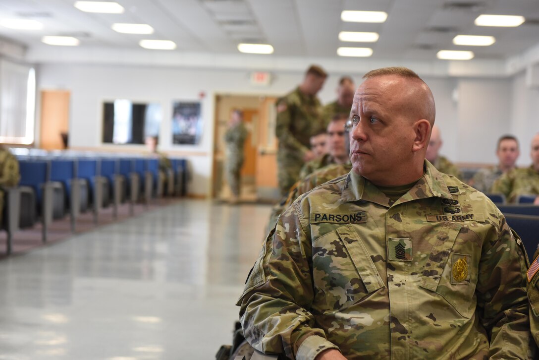 Command Sgt. Major Berk Parsons, Field Artillery Command Sgt. of the Army, participates in the North East Region Field Artillery Symposium at Joint Base McGuire-Dix-Lakehurst, New Jersey, April 11, 2017. The NERFAS provided soldiers an opportunity to communicate across state lines and share lessons learned. 