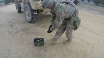U.S. Army Reserve Sgt. Matthew Garafalo, 705th Transportation Company, 377th Theater Sustainment Command, collects brass after completing basic live-fire during Operation Cold Steel at Fort McCoy, Wis., April 15, 2017. Operation Cold Steel is the U.S. Army Reserve's crew-served weapons qualification and validation exercise to ensure that America's Army Reserve units and Soldiers are trained and ready to deploy on short-notice and bring combat-ready and lethal firepower in support of the Army and our joint partners anywhere in the world. (U.S. Army Reserve photo by Staff Sgt. Debralee Best, 84th Training Command)