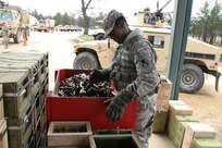 A U.S. Army Reserve range operations Soldier sorts brass and links during Operation Cold Steel at Fort McCoy, Wis., April 15, 2017. Operation Cold Steel is the U.S. Army Reserve's crew-served weapons qualification and validation exercise to ensure that America's Army Reserve units and Soldiers are trained and ready to deploy on short-notice and bring combat-ready and lethal firepower in support of the Army and our joint partners anywhere in the world. (U.S. Army Reserve photo by Staff Sgt. Debralee Best, 84th Training Command)