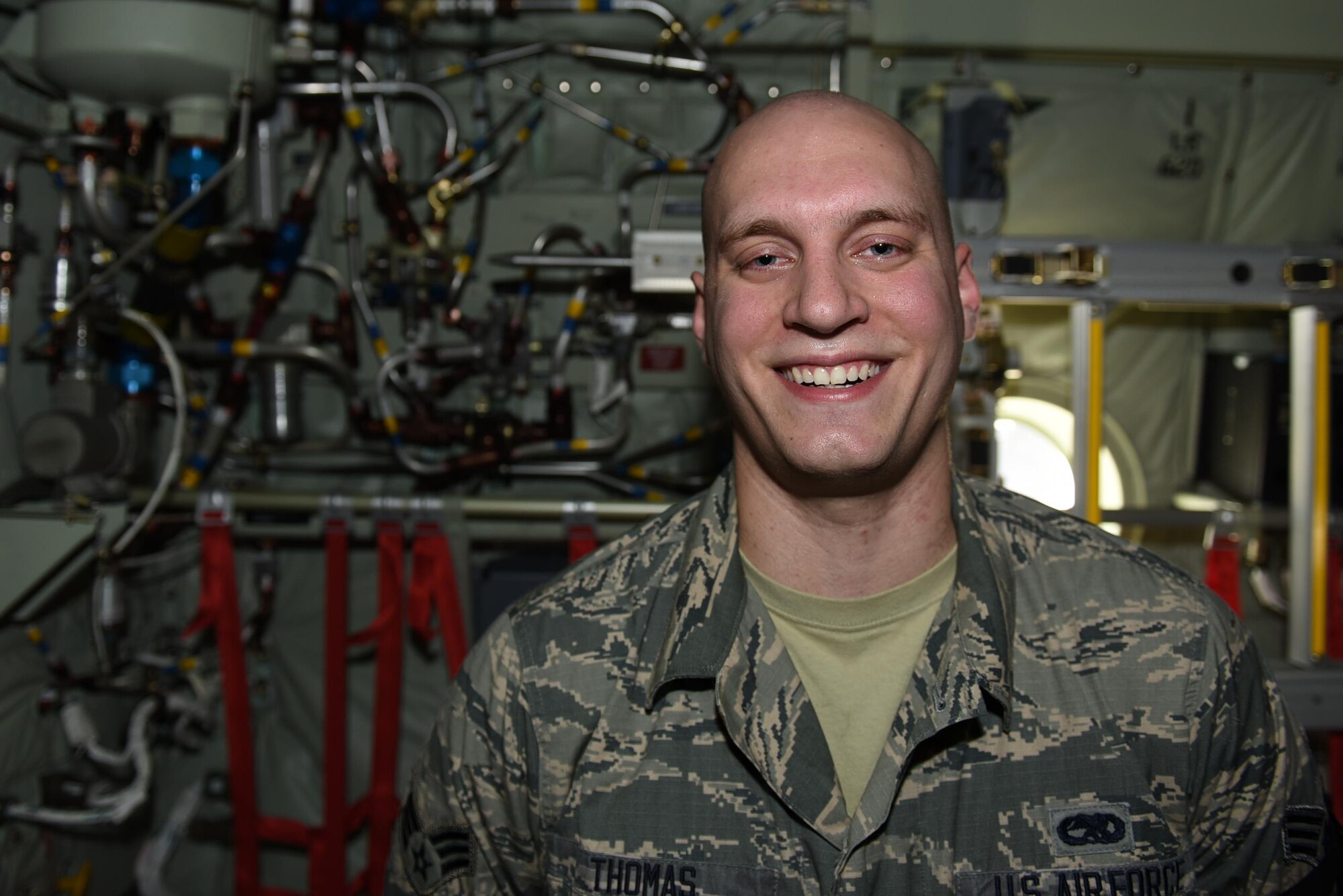U.S. Air Force Senior Airman Matthew Thomas, 314th Aircraft Maintenance Squadron Hydraulics shop, was nominated the Combat Airlifter of the Week April 17, 2017, at Little Rock Air Force Base, Ark. Thomas says excellence is imperative while working on an aircraft in order for it to safely and effectively meet its mission every day. (U.S. Air Force photo by Airman 1st Class Kevin Sommer Giron) 