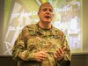 Brig. Gen. John H. Phillips, deputy commanding general of operations for the 335th Signal Command (Theater) discusses Army Reserve cyber capabilities with approximately 50 graduate students and Army Reserve Officer Training Corps cadets at the Scheller College of Business at the Georgia Institute of Technology in downtown Atlanta, Georgia, April 11.   (Official U.S. Army Reserve Photo by Sgt. 1st Class Brent C. Powell)