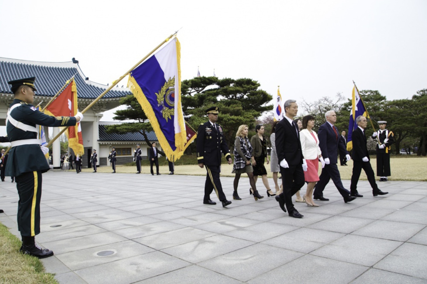 U.S. Vice President Michael R. Pence visits the Seoul National Cemetery in South Korea, April 16, 2017. Vice President Pence made his first Asia visit to receive an overview of the strategic environment on the peninsula. 