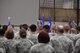 Col. Rodney Lewis, 319th Air Base Wing commander, addresses Airmen of Grand Forks Air Force Base during his final all call as the base commander on Grand Forks AFB, N.D., April 14, 2017.  During Lewis’ final all call, he shared with Airmen, “Remember that to serve is to serve others.” (U.S. Air Force photo by Airman 1st Class Elijaih Tiggs)