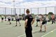 U.S. Air Force Col. Michael Downs, 17th Training Wing Commander, deflects a dodgeball during sports day at the Mathis Fitness Center dodgeball court on Goodfellow Air Force Base, Texas, April 14, 2017. Sports day featured volleyball, softball, basketball and more. (U.S. Air Force photo by Staff Sgt. Joshua Edwards/Released)