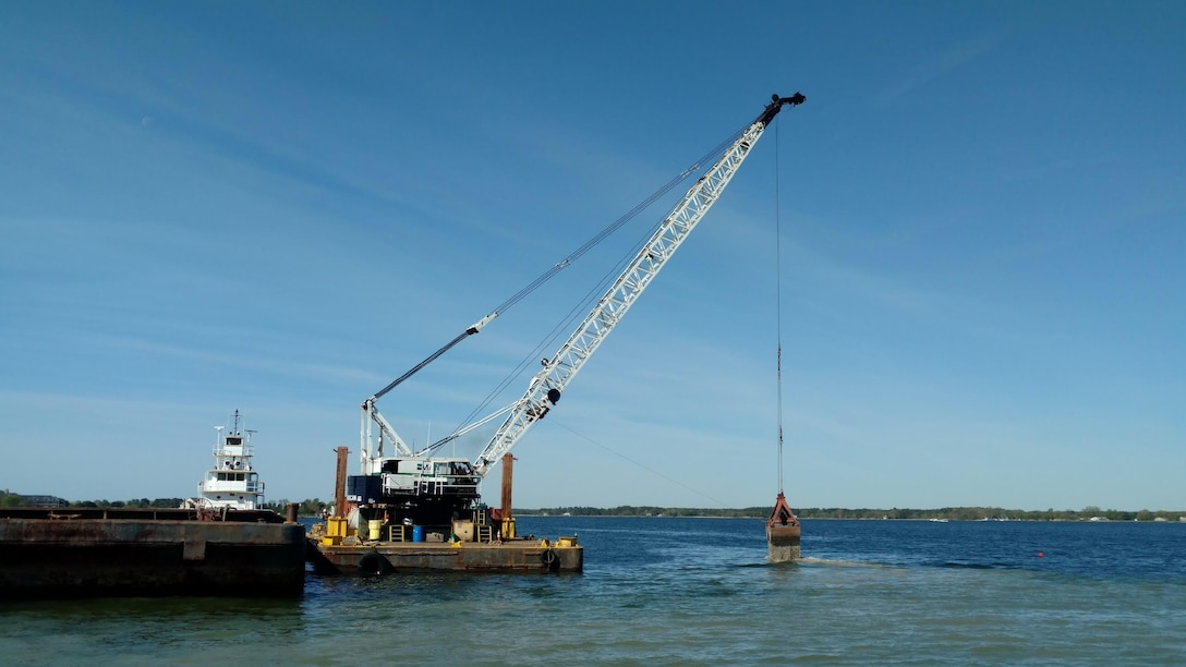 The U.S. Army Corps of Engineers, Baltimore District, along with the Maryland Department of Natural Resources, National Oceanic and Atmospheric Administration and Oyster Recovery Partnership, resumes oyster restoration on approximately 10 acres in the Tred Avon River sanctuary, April 18, 2017. (U.S. Army photo by Sean Fritzges)