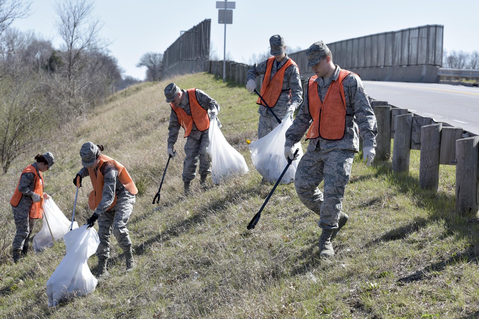 More than 40 Airmen assigned to the 180th Fighter Wing, Ohio Air National Guard, collected 57 bags of trash during the wing’s annual roadside clean-up efforts April 8, 2017, in Swanton, Ohio. The 180FW established a partnership with Keep Toledo/Lucas County Beautiful Adopt-A-Road program more than 20 years ago when the wing officially adopted the five mile stretch of road in March, 1997. Boasting a long tradition of supporting our surrounding communities and throughout Northwest Ohio, 180FW Airmen are fully integrated into our local communities and are invested in the safety and quality of life within those communities, they are dedicated to giving back to those communities who provide the foundational support to our missions, our Airmen and their families.