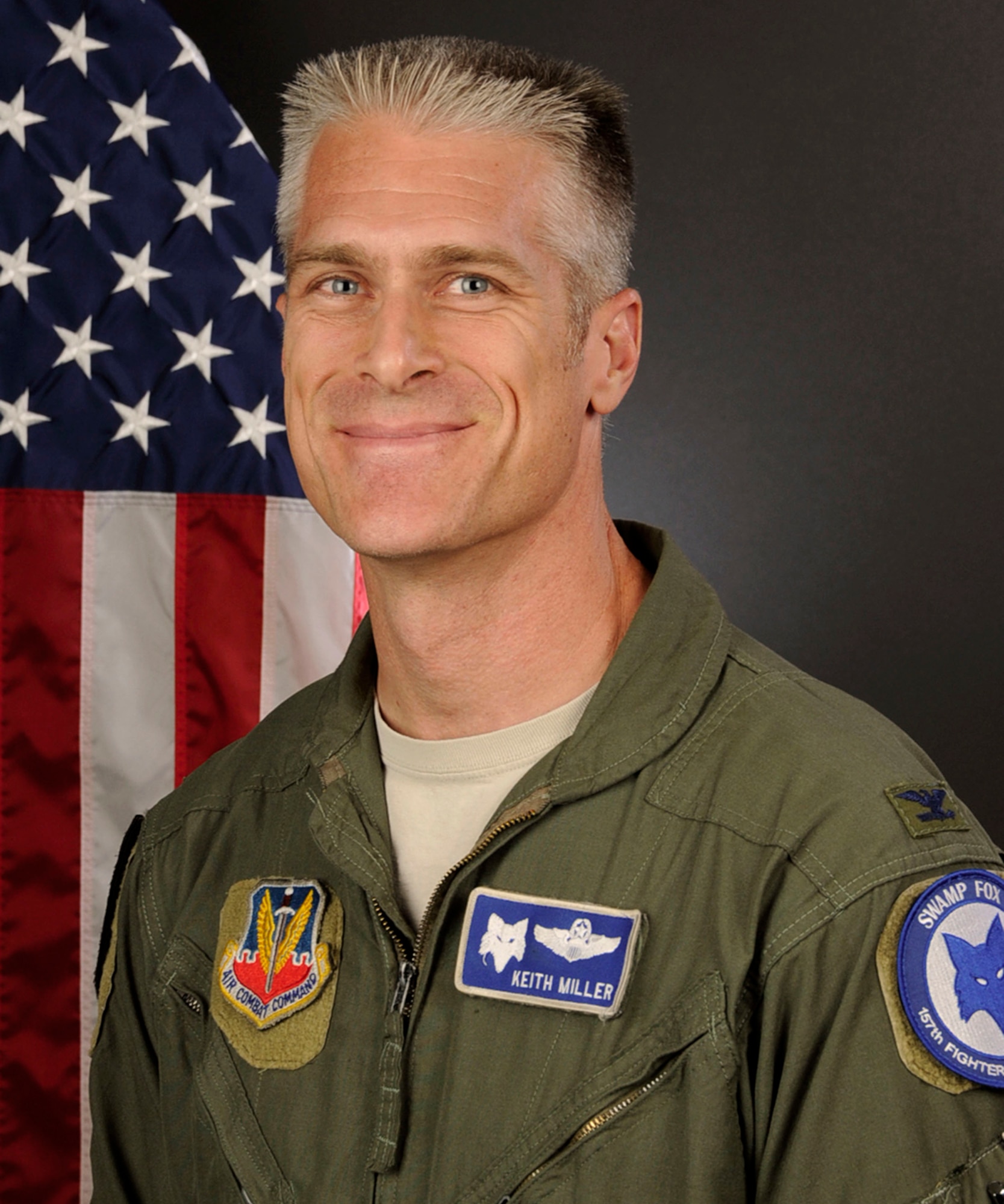 South Carolina Air National Guard portrait of U.S. Air Force Col. Keith Miller, commander of the 169th Operations Group, from McEntire Joint National Guard Base, S.C., September 30, 2015. (U.S. Air National Guard photo by Airman Megan Floyd/Released)
