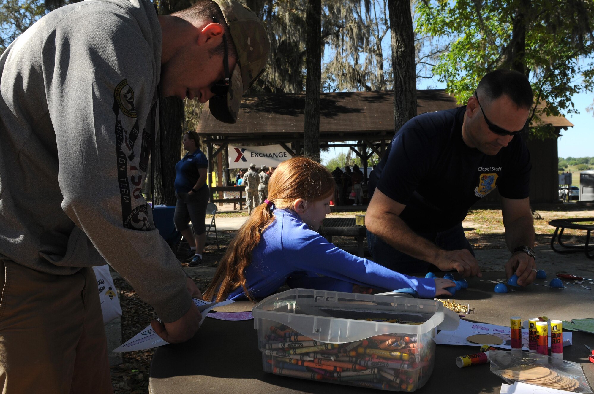 Team Keesler members make arts and crafts during Child Pride Day April 8, 2017, on Keesler Air Force Base, Miss. The event festivities included a parade, Easter egg hunt, arts and crafts and information booths for more than 1,000 children and family members in celebration of the Month of the Military Child. (U.S. Air Force photo by Senior Airman Holly Mansfield)