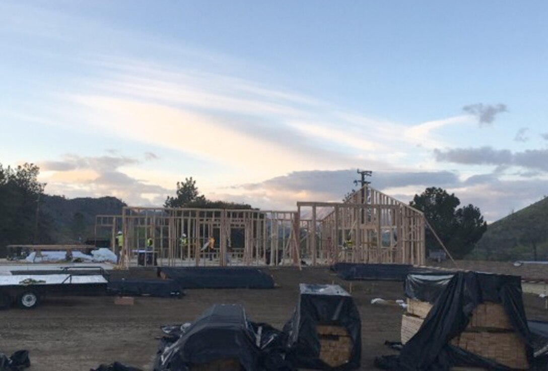 The construction site of the new U.S. Forest Service administrative facilities in Kernville, California, in March 2017. The new facility will replace the current one that now sits in the footprint of what will become the new emergency spillway as part of the Isabella Dam Safety Modification Project.