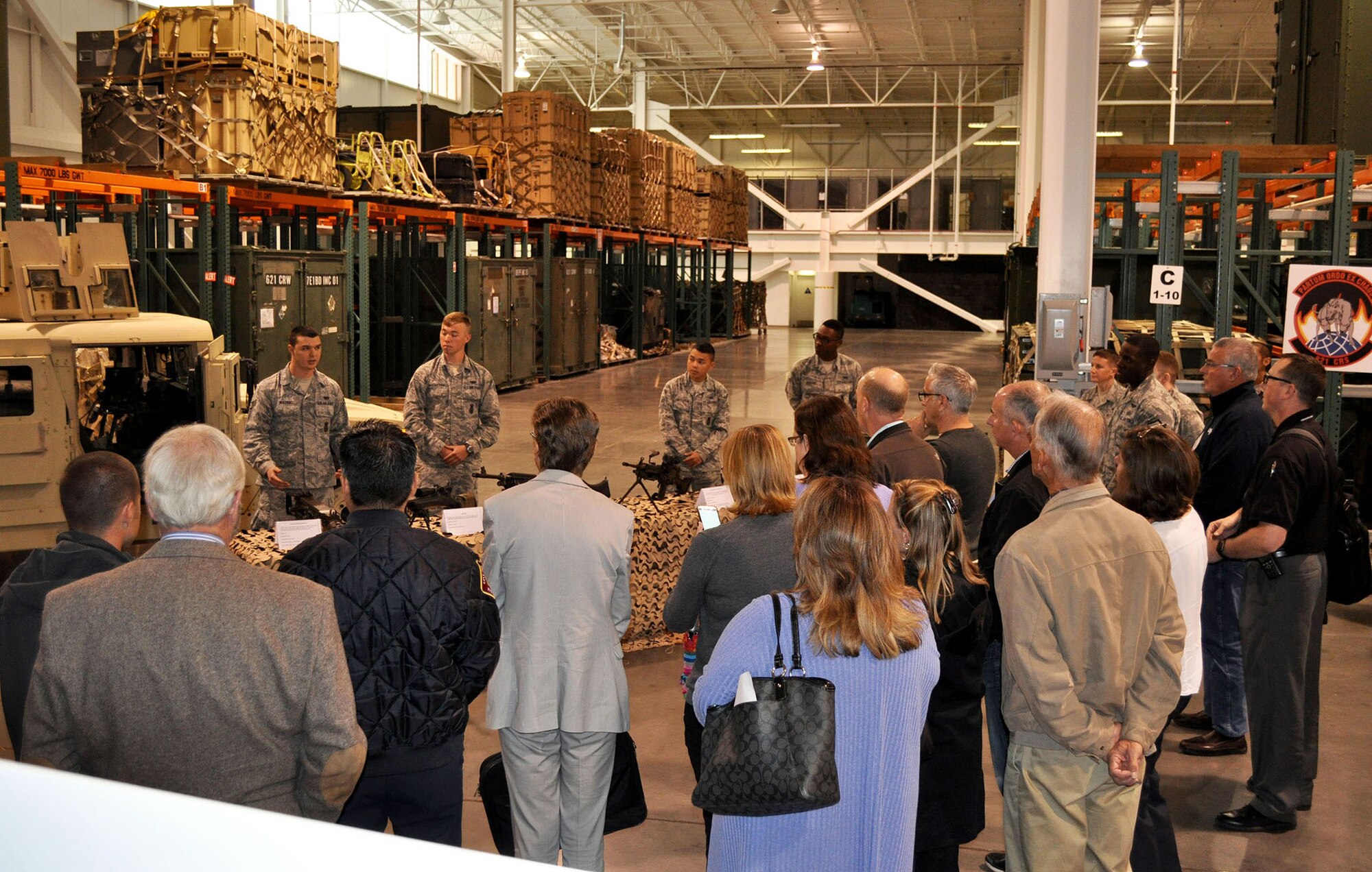 About 25 Honorary Commanders get a little taste of customs and courtesies, drill and a retreat ceremony, and getting up close and personal with some military hardware was on display for the during the Travis Air Force Base 2017 Honorary Commanders Bootcamp April 6, 2017. (U.S. Air Force photo / Ellen Hatfield / released) 