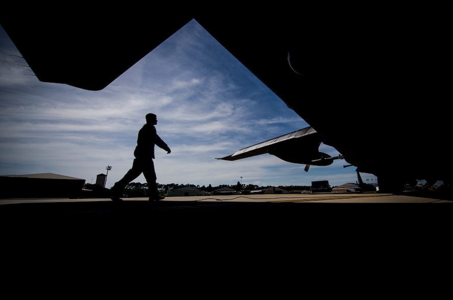Staff Sgt. Alex Almarales, a special missions aviator with the 4th Special Operations Squadron, conducts preflight inspections of an AC-130U Spooky gunship at Hurlburt Field, Fla., April 17, 2017. The AC-130U gunship’s primary missions are close air support, air interdiction and armed reconnaissance. (U.S. Air Force photo by Airman 1st Class Joseph Pick)