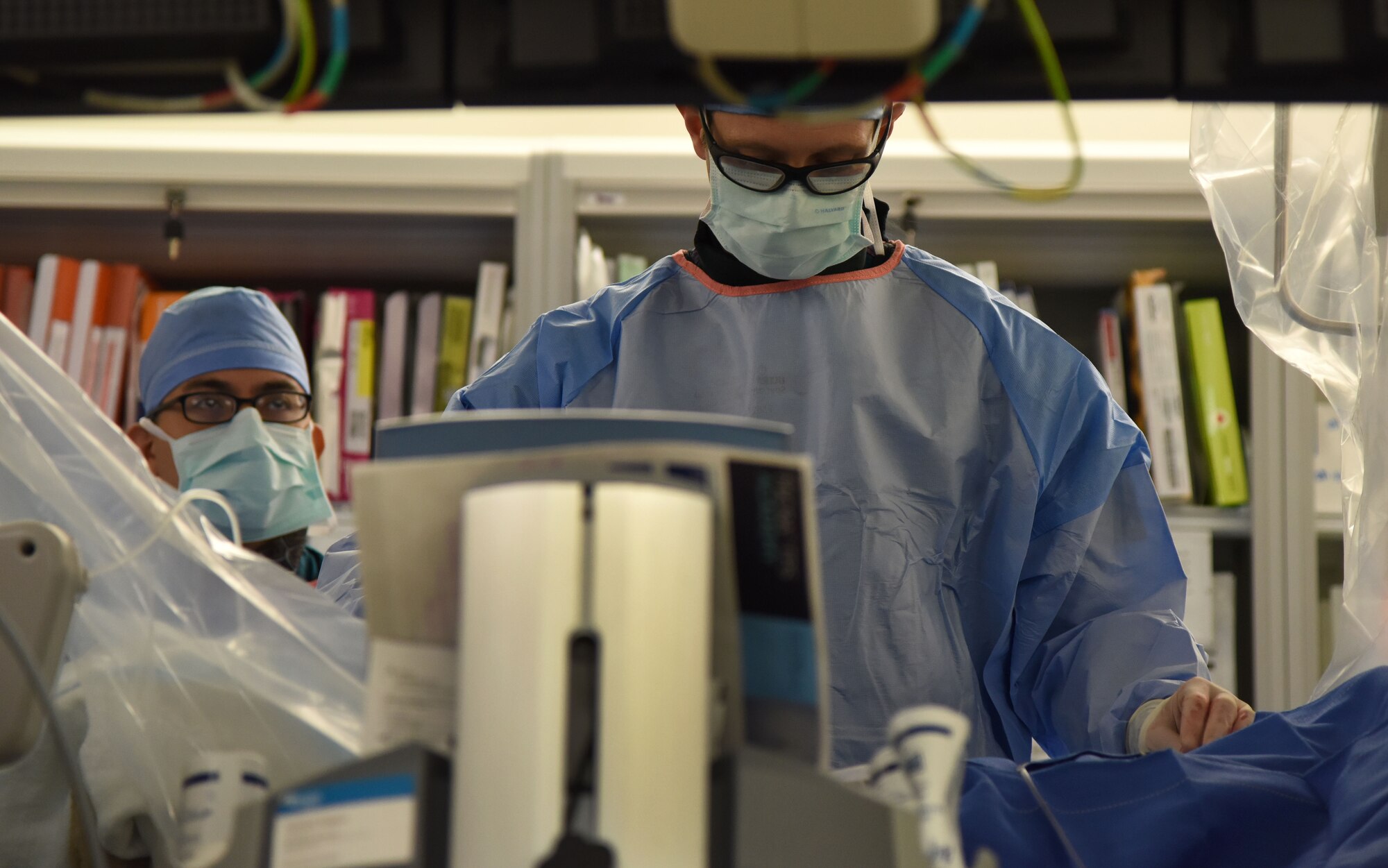 Lt. Col. (Dr.) Matthew Hann, an 81st Medical Operations Squadron interventional cardiologist, inserts a Micra Transcatheter Pacing System at the Keesler Medical Center at Keesler Air Force Base, Miss., April 13, 2017.  The Micra TPS is a new type of heart device that provides patients with the most advanced pacing technology at one-tenth the size of a traditional pacemaker. (U.S. Air Force photo by Kemberly Groue)