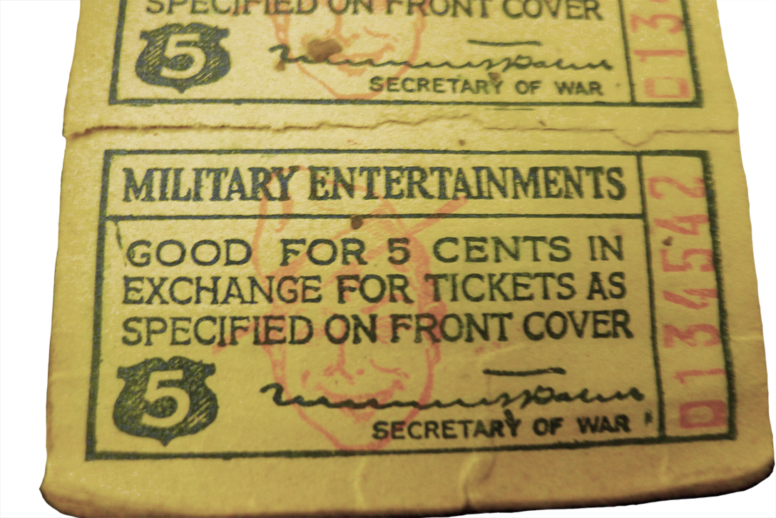 A 5-cent entertainment coupon provided to military service members.