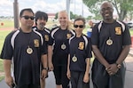 The 5th Brigade ROTC Team consisted of (from left) Brian Edwards, Martin Lopez, Allison Miller, Amy Fields and Thaddeus Chase (Capt. Katrina Clark not pictured).