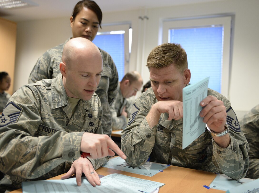 Students participate in a process improvement training course at Spangdahlem Air Base, Germany. PIT is an introduction to the 8-step problem solving model, teaching students the basics of steps 1-3. (U.S. Air Force photo by Tech. Sgt. Staci Miller)