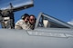 U.S. Air Force Tech. Sgt. Jason Fregoso (left) and Master Sgt. Jeffrey Robbins, both from the 144th Aircraft Maintenance Squadron, troubleshoot a faulty fuel quantity indicator on a 144th Fighter Wing F-15C Eagle during Sentry Aloha 17-03, April 5, 2017. Sentry Aloha is an Air Guard led exercise that provides a current, realistic, and integrated training environment to the U.S. Air Force and joint partners. (Air National Guard photo by Senior Master Sgt. Chris Drudge)