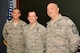 U.S. Air Force Tech. Sgt. Justin Vest, 20th Operations Group (OG) executive assistant, center, is recognized as the Shaw “Weasel of the Week” by Col. Daniel Lasica, 20th Fighter Wing commander, left, and Chief Master Sgt. Thomas Boslet, 20th OG superintendent, at Shaw Air Force Base, S.C., Apri1 19, 2017. Vest was selected as a candidate for officer training school to become an acquisitions officer. (U.S. Air Force photo by Airman 1st Class Kathryn R.C. Reaves)