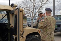 Maj. Gen. Anthony Cotton, 20th Air Force commander, operates a radio at Minot Air Force Base, N.D., April 28, 2017. Cotton visited the 91st Security Forces Squadron’s training building and a missile alert facility during his tour of the base. (U.S. Air Force photo/Airman 1st Class Austin M. Thomas)