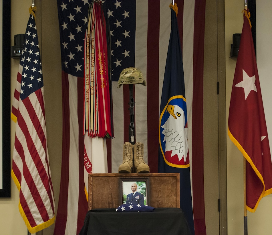 U.S. Army Reserve Soldiers and civilians remembered Maj. Gen. Franciso A. Espaillat during a memorial ceremony at the U.S. Army Reserve Command headquarters, April 19, 2017, at Fort Bragg, N.C. Espaillat, 56, from New York City, was slated to become the next U.S. Army Reserve Command chief of staff. He previously served as the commanding general of the 143rd Sustainment Command (Expeditionary), in Orlando, Fla. Espaillat died April 7, 2017, at Fort Bragg. (U.S. Army photo by Timothy L. Hale/Released)