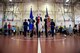 The 35th Force Support Squadron honor guardsmen post the colors during the beginning of the Spring Break Junior Boot Camp event at Misawa Air Base, Japan, April 7, 2017. Following the opening ceremony, 36 children broke into five groups and began in-processing. (U.S. Air Force photo by Staff Sgt. Melanie A. Hutto)