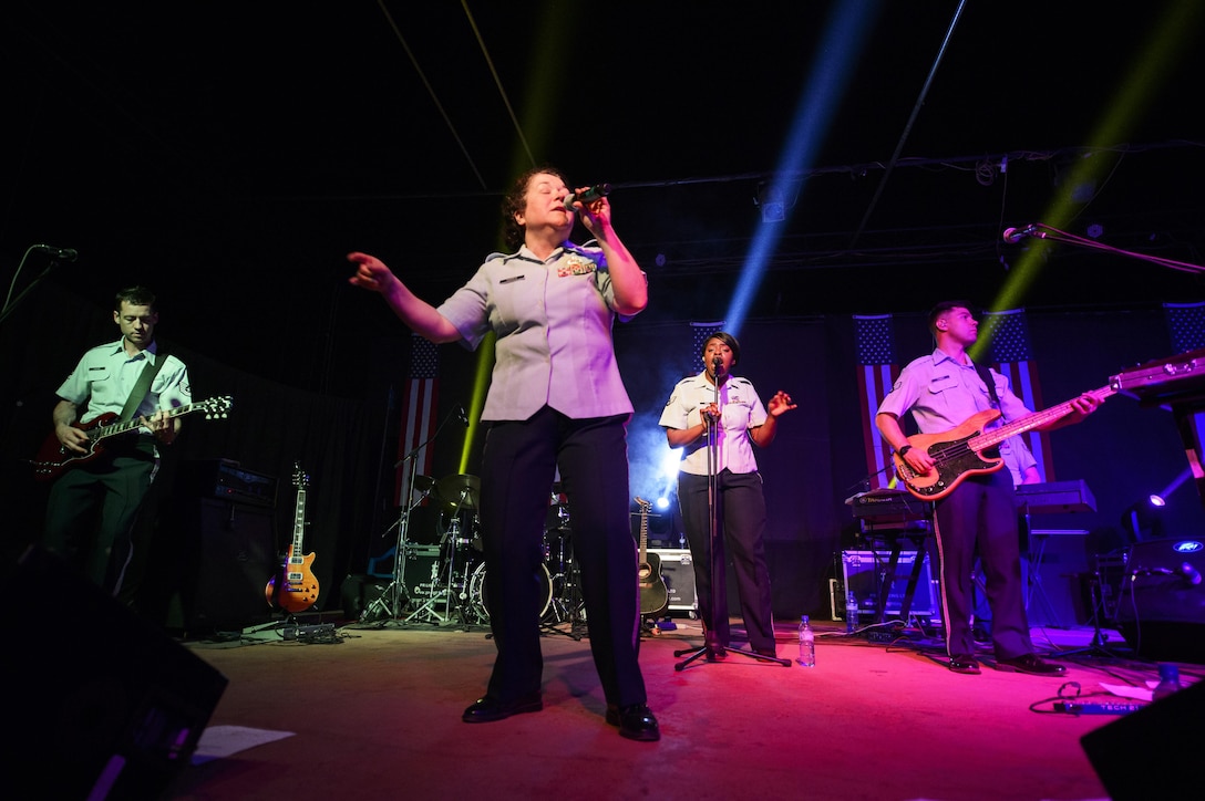 USAFE Band, Touch and Go, performs in the community hosted by the U.S. Embassy in Ouagadougou, Burkina Faso, April 18, 2017. The band performed a one-hour set of Top-40 hits for the local community.
(U.S. Air Force photo by Staff Sgt. Jonathan Snyder)
