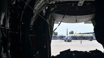 A C-130J Super Hercules taxis into its parking spot after arriving for Exercise Stolen Cerberus IV at Elefsis Air Base, Greece, April 19, 2017. U.S. Air Force and Army service members will train alongside the Hellenic air force in personnel, cargo, and low cost low altitude drops, as well as search and rescue missions during the fourth iteration of the exercise in Greece. (U.S Air Force photo by Senior Airman Tryphena Mayhugh)