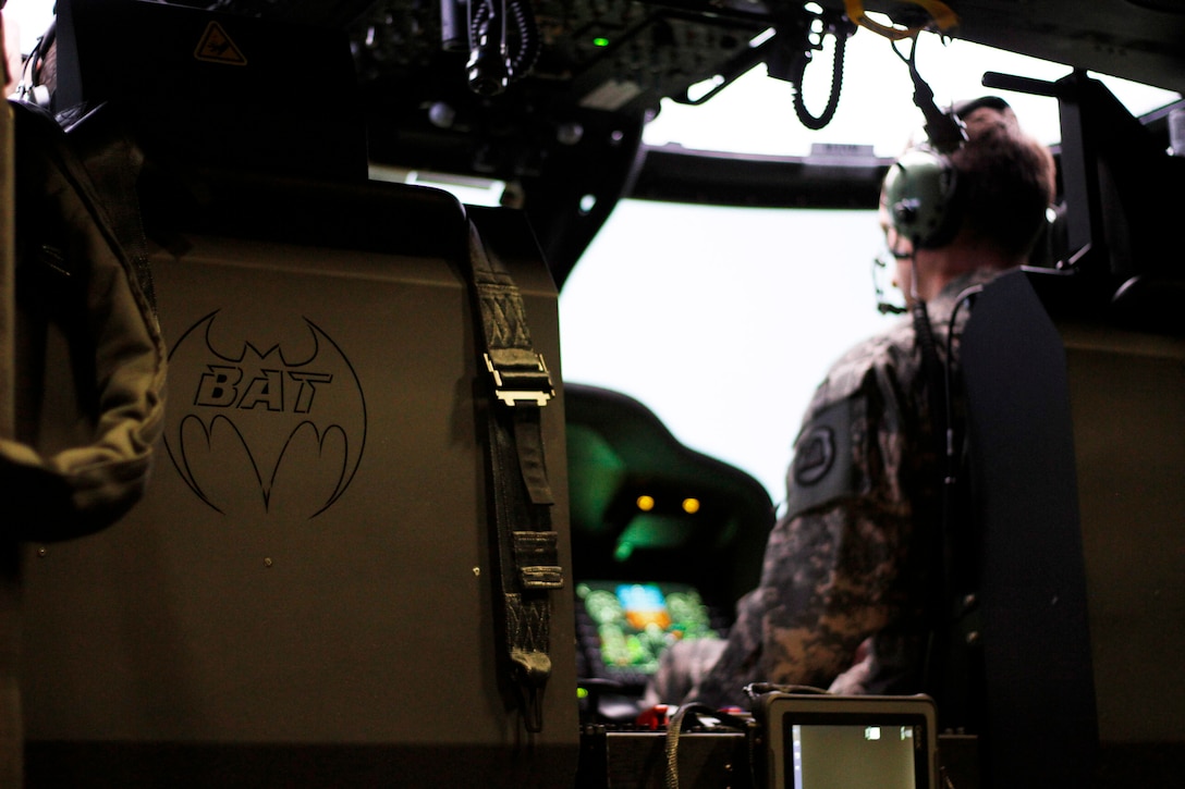 The Black Hawk Aircrew Trainer, nicknamed “the BAT,” is a highly immersive, home-station flight training device for the UH-60M aircraft, a modernized version of the former UH-60. The only BAT simulator in the National Guard’s inventory, located at the Camp Dodge Joint Maneuver Training Center in Johnston, Iowa, can serve 130 regional pilots per year and provide more than 2,000 hours of simulator flight time. Army photo by Sgt. Christie R. Smith