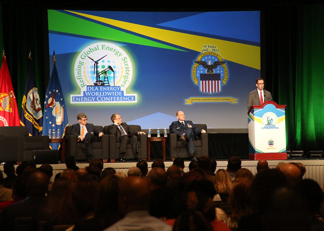 Oliver Fritz, deputy for Operational Energy, U. S. Department of Defense spoke during the plenary session at the Worldwide Energy Conference held at the Gaylord National Hotel and Conference Center in National Harbor, Maryland, April 11. Photo by Tanekwa Bournes