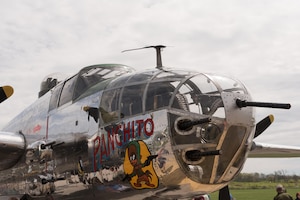 DAYTON, Ohio (04/2017) -- Eleven B-25 Mitchell bombers were on static display at the National Museum of the U.S. Air Force on April 17-18, 2017, as part of the Doolittle Tokyo Raiders 75th Anniversary. The B-25 aircraft pictured here is "Panchito", owned and piloted by Larry Kelley from Georgetown, DE. (U.S. Air Force photo by Kevin Lush)