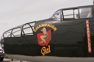 DAYTON, Ohio (04/2017) -- Eleven B-25 Mitchell bombers were on static display at the National Museum of the U.S. Air Force on April 17-18, 2017, as part of the Doolittle Tokyo Raiders 75th Anniversary. The B-25 aircraft pictured here is "Champaign Gal", owned by Dave Shiffer from Urbana, OH. (U.S. Air Force photo by Kevin Lush)