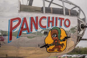 DAYTON, Ohio (04/2017) -- Eleven B-25 Mitchell bombers were on static display at the National Museum of the U.S. Air Force on April 17-18, 2017, as part of the Doolittle Tokyo Raiders 75th Anniversary. The B-25 aircraft pictured here is "Panchito", owned and piloted by Larry Kelley from Georgetown, DE. (U.S. Air Force photo by Kevin Lush)